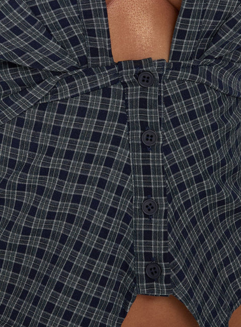 Kambria Cinched Top Navy Check