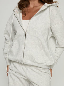 back view of model wearing Princess Polly All Day Oversized Hoodie Grey Marle cropped 