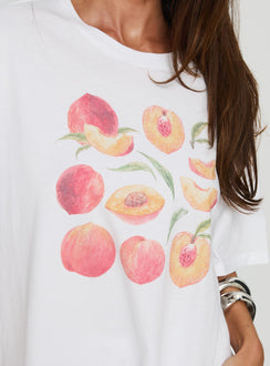 Sweet Peach Oversized Graphic Tee White