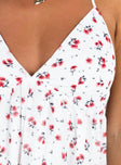 Romper Floral print Halter neck tie Plunging neckline Elasticated waistband