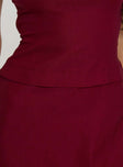 back view of model wearing Princess Polly Nutmeg Strapless Mini Dress Burgundy Straight Neck 