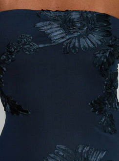 Maribeth Strapless Floral Maxi Dress Navy