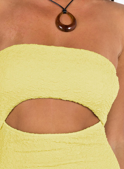 product Princess Polly Square Neck  Talena Strapless Midi Dress Yellow