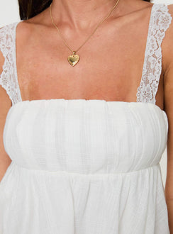 back view of model wearing Princess Polly Mella Top White Sleeveless Square Neck 