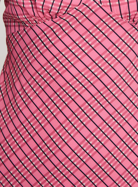 product Princess Polly Nellie Midi Dress Pink Check Plunger 