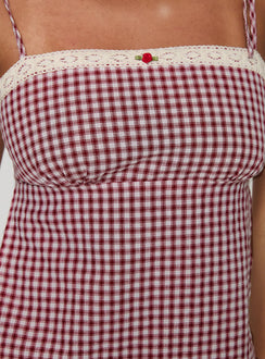 product Princess Polly Belong To The Sun Top Red Check Sleeveless Square Neck 