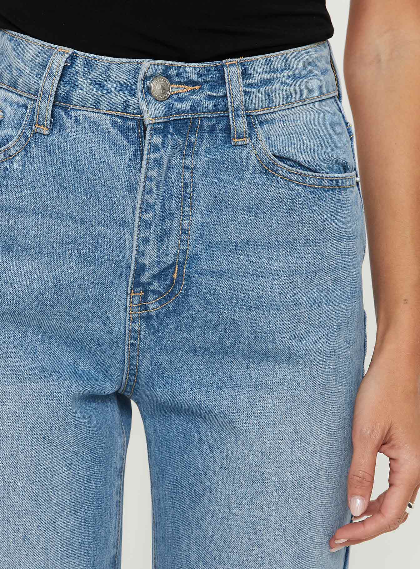 product Princess Polly Henesey Raw Hem Jeans Mid Wash Tall High Waisted 