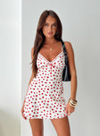 Princess Polly Plunger  Karena Mini Dress White / Red Floral