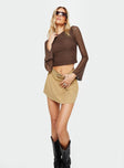 Long sleeve top Sheer mesh sleeves, crew neckline, low back, tie fastening at back  Good stretch, lined body 