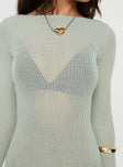 Long sleeve mini dress Knit material, high neckline, asymmetric hem