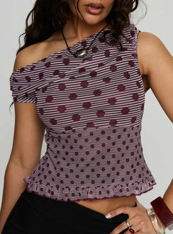 Tarya Top Stripe Polka Plum
