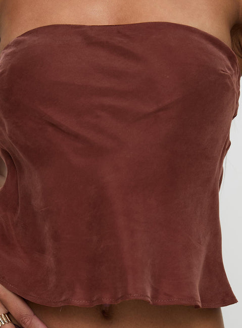 product Princess Polly Lucelia Strapless Top Brown Sleeveless straight 