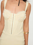 back view of model wearing Princess Polly Estrello Corset Mini Dress Cream Sweetheart Neckline 