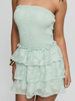 Sunkiss Frill Mini Dress Green Burnout