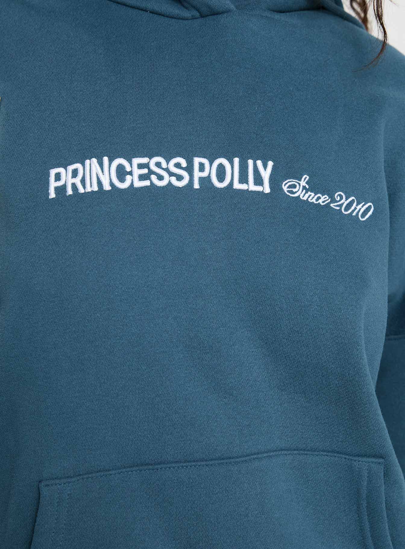 product Princess Polly Princess Polly Hooded Sweatshirt Block / Cursive Text Slate 