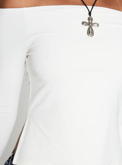 product Princess Polly Maestro Off The Shoulder Top White Full Sleeves straight 