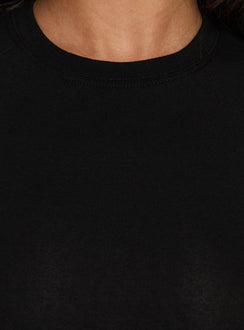 Valentinna Short Sleeve Curved Hem Top Black