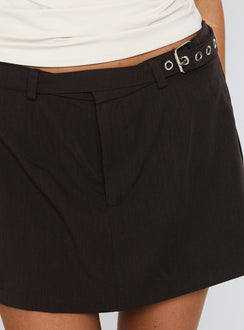 back view of model wearing Princess Polly Miku Mini Skirt Brown Mini Skirts 