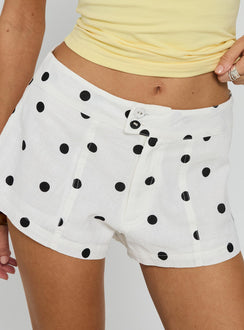 Appreciation Tailored Mini Shorts White Polka