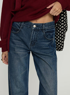 Kellsie High Rise Wide Leg Jeans Dark Blue Wash