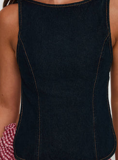 product Princess Polly Rider Backless Top Indigo Sleeveless Crew Neck 