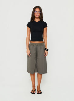 Daily Define High V-Ausschnitt Kurzarm-Top Schwarz