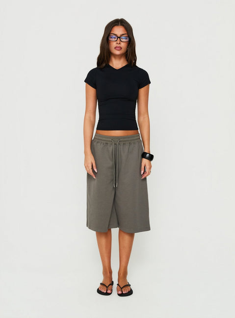 Daily Define High V-Ausschnitt Kurzarm-Top Schwarz