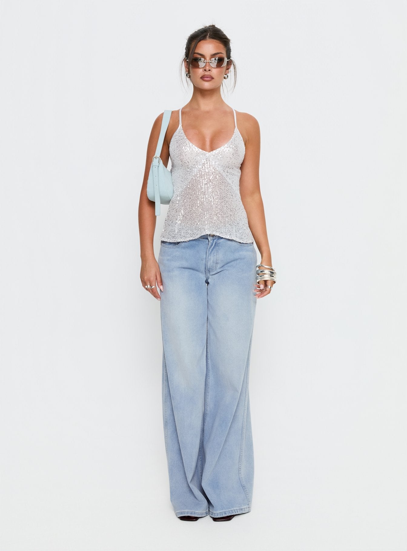 Opaline Sequin Cami Top Silver