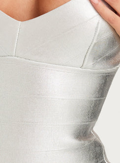Justina Bandage Minikleid Metallic Silber
