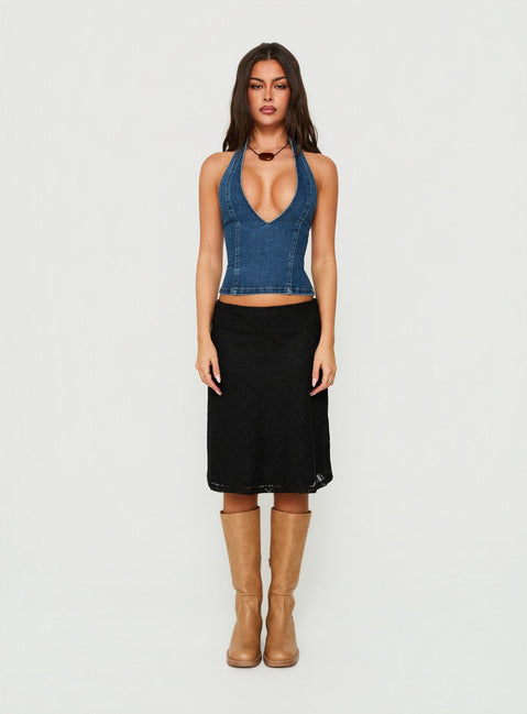 Laicey Lace Midi-Röcke Schwarz