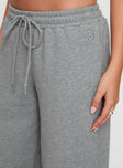 back view of model wearing Princess Polly All Day Straight Leg Sweatpants Grey Marle Low Rise Pants 