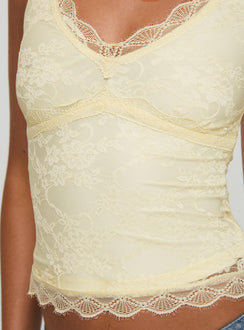 product Princess Polly Far Away Top Yellow Sleeveless Plunger 