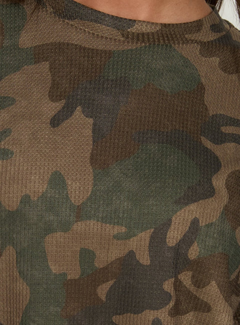 Arlla Waffeljersey Langarmshirt Camo