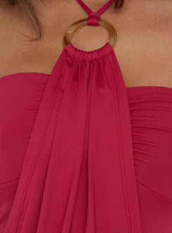 Zenn Ring Detail Draped Romper Red