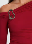 product Princess Polly Donalla Off The Shoulder Hardware Detail Top Red Full Sleeves Asymmetric Neckline 