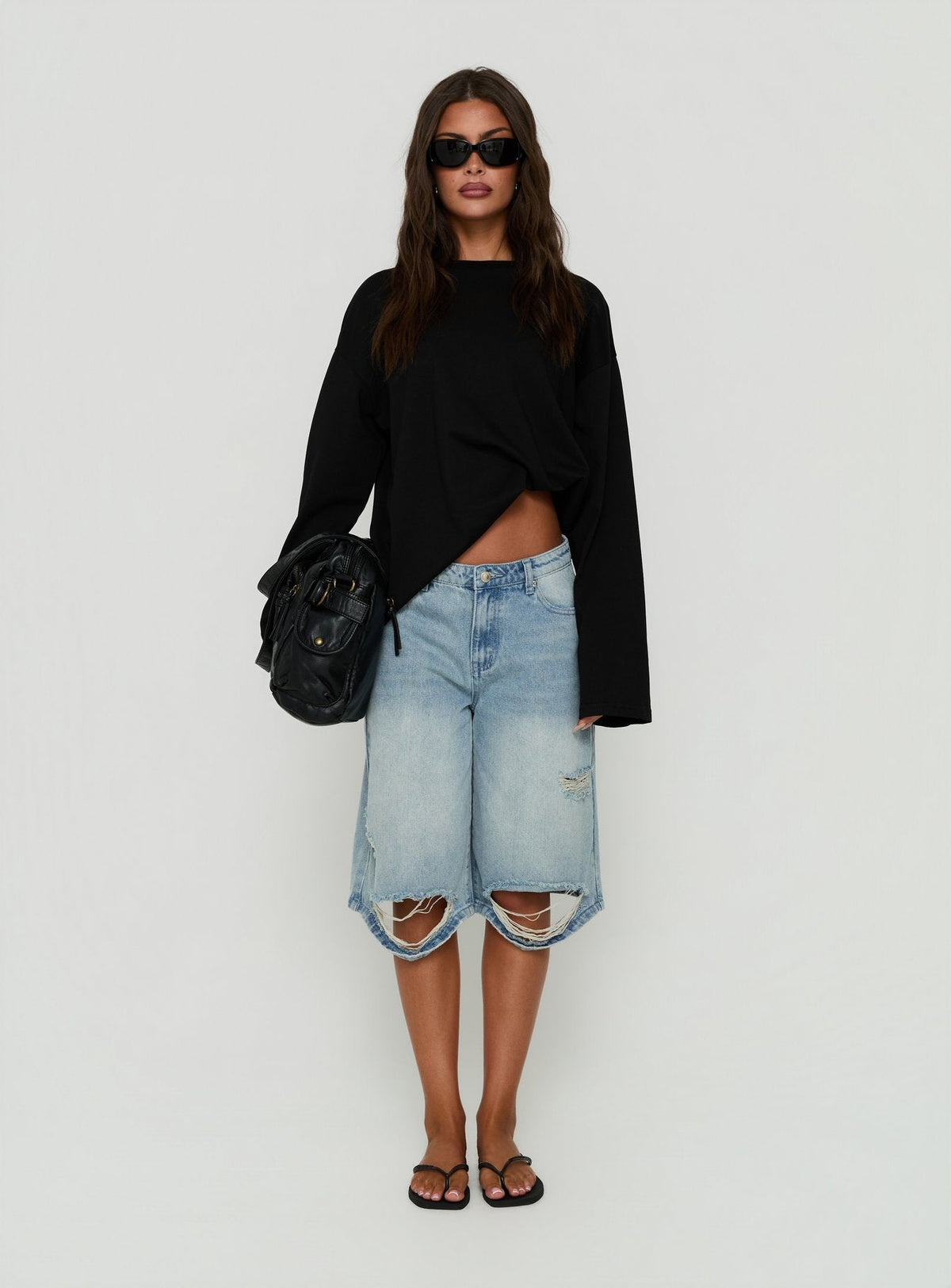 Kolumbia Low Rise Distressed Jort Hellblau Vintage