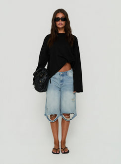 Kolumbia Low Rise Distressed Jort Hellblau Vintage