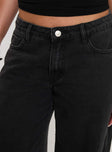 product Princess Polly High Waisted  Ramos Low Rise Denim Jeans Washed Black