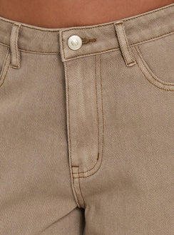 Maryjo Mid Rise Super Baggy Jeans Washed Brown