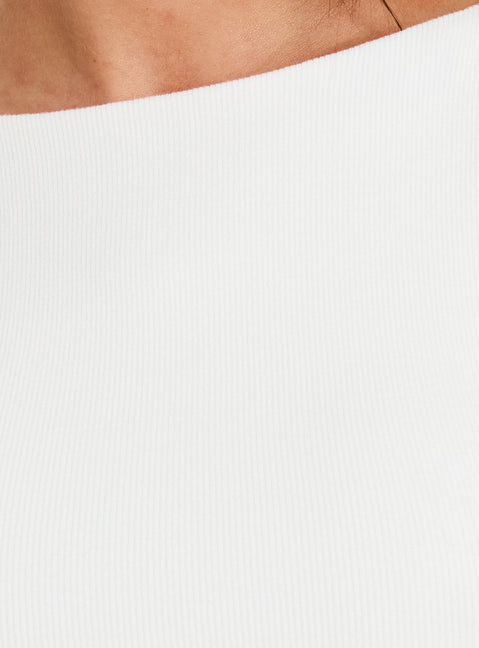 Baseline Rib Boat Neck Low Back Top White