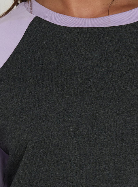 Settle Down Long Sleeve Raglan Top Lilac / Dark Grey