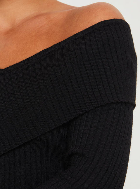 product Princess Polly Full Sleeves Asymmetric Neckline  Nolia Long Sleeve Top Black