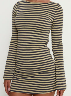 Bryanna Long Sleeve Mini Dress Yellow / Navy