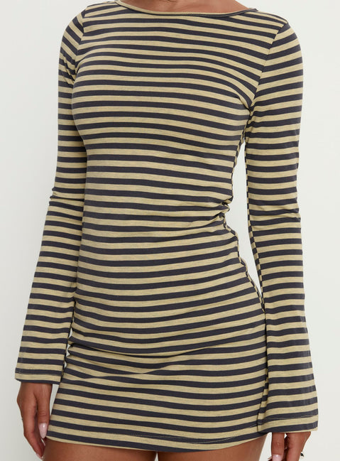 Bryanna Long Sleeve Mini Dress Yellow / Navy