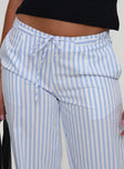 Collied Low Rise Pants Blue / White Stripe