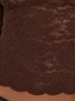 Karmel Lace Long Sleeve Top Brown