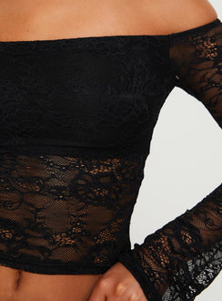 product Princess Polly Charet Off The Shoulder Top Black Full Sleeves 