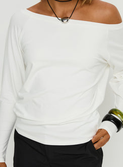 Icon Baby Off Shoulder Long Sleeve Top White