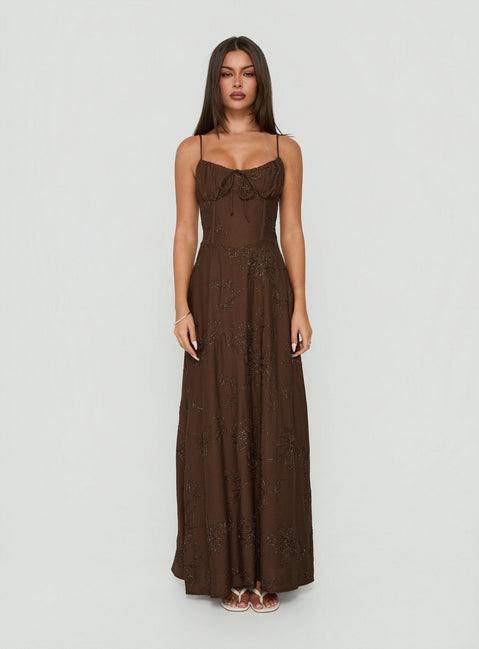 Maxikleid "Members Only" Braun Kariert