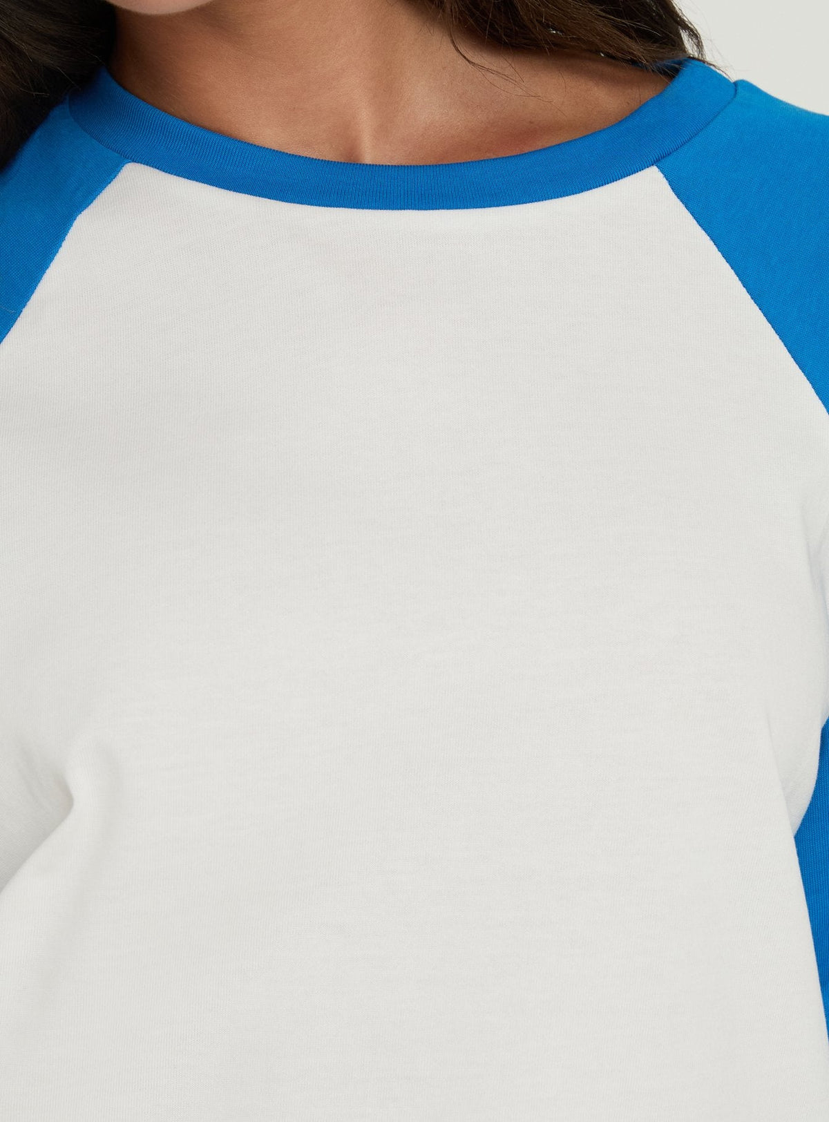 Settle Down Long Sleeve Raglan Top Blue / White